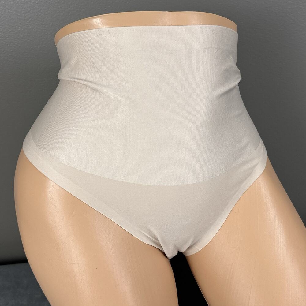 Victorias Secret Shaping Thong Panty Large Smoothing High Waist Light Beige NWOT